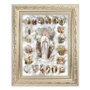 Mysteries Of The Rosary - Detailed Scroll Carvings Silver Frame -