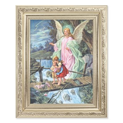 Guardian Angel - Detailed Scroll Carvings Silver Frame  -  - 863-350