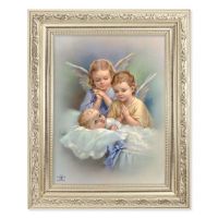 Guardian Angels - Detailed Scroll Carvings Silver Frame -