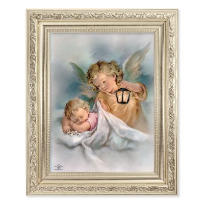 Angel With Lantern - Detailed Scroll Carvings Silver Frame - 2Pk -  - 863-352