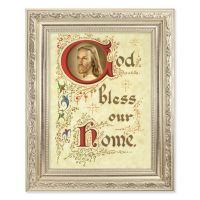 House Blessing - Detailed Scroll Carvings Silver Frame -