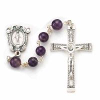 8mm Amethyst Genuine Round Stone Bead Rosary