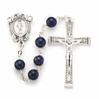 8mm Lapis Genuine Round Stone Bead Rosary