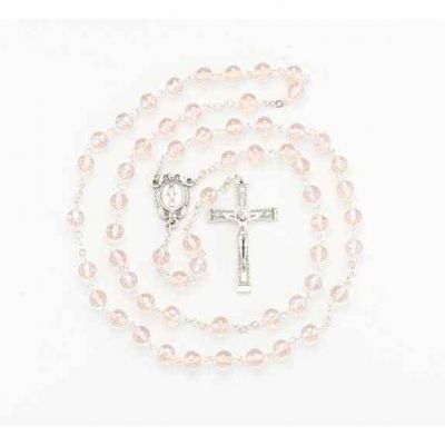 8mm Pink 96 Faceted Bead Rosary 23 1/2"(Boxed) - 846218073074 - 1184PK
