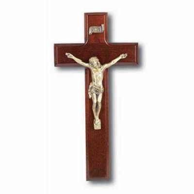 9 inch Dark Cherry Cross with Museum Gold Plated Corpus - 846218036253 - 47M-9R1