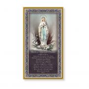 Our Lady Of Lourdes 5 x 9in Gold Foil Italian Plaque w/Prayer