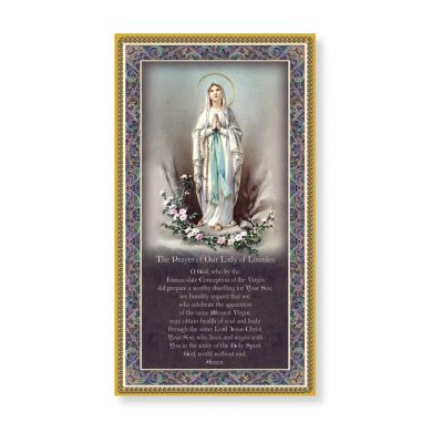 Our Lady Of Lourdes 5 x 9in Gold Foil Italian Plaque w/Prayer (2 Pack) - 846218043077 - E59-274