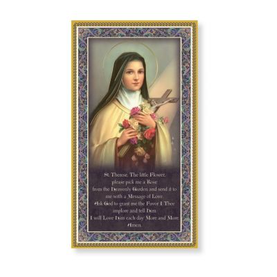 Saint Therese The Little Flower 5 x 9in Gold Foil Plaque (2 Pack) - 846218043138 - E59-340