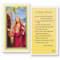 25pk - A House Blessing Christ Knock Laminated Holy Card  Pk 25