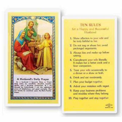 A Husband s Daily Prayer Laminated 2 x 4 inch Holy Card (50 Pack) - 846218015074 - E24-730
