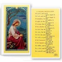 25pk - A Savior Meditation with Christ Laminated Holy Card  Pk 25