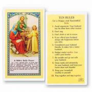 A Wife's Daily Prayer Laminated 2 x 4 inch Holy Card (50 Pack)