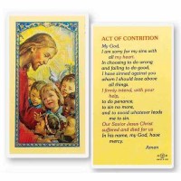 25pk - Act of Contrition with Christ Kids Laminated Holy Card  Pk 25