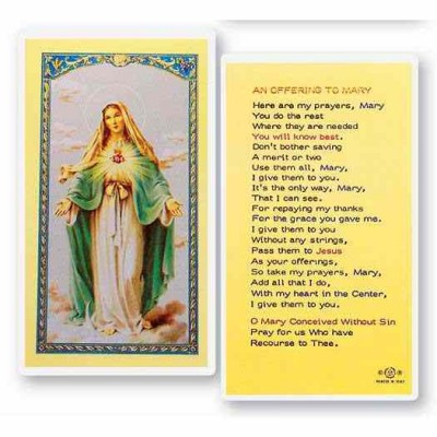 An Offering To Mary Laminated 2 x 4 inch Holy Card (50 Pack) - 846218014039 - E24-286