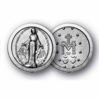 Antique Silver Finish Miraculous Medal 1.125 inch Coin (20 Pack)