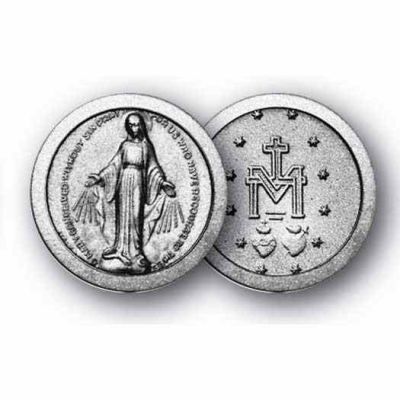 Antique Silver Finish Miraculous Medal 1.125 inch Coin (20 Pack) - 846218076105 - 1068-202