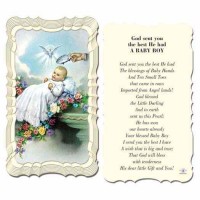 50pk - Baptism Boy 2 x 4 inch Prayer-Card - (Pack of 50)