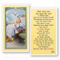 25pk - Baptism with God Sent You The Best He Had a Baby Boy Laminated Holy Card  Pk 25