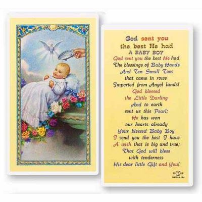 Baptism - Boy Laminated 2 x 4 inch Holy Card (50 Pack) - 846218014855 - E24-851