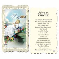 50pk - Baptism Girl 2 x 4 inch Prayer-Card - (Pack of 50)
