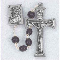 Black Oval Wood Beads Handcrafted Rosary