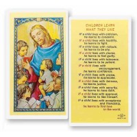 25pk - Children Learn What They Live Laminated Holy Card  Pk 25
