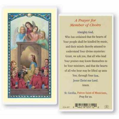 Choir-Saint Cecilia Laminated 2 x 4 inch Holy Card (50 Pack) - 846218037120 - E24-857