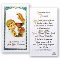 25pk - Communion Boy Laminated Holy Card  Inc. of  25