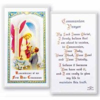 25pk - First Communion Boy Laminated Holy Card  Inc. of 25