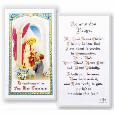 Communion Boy - Popular Prayer Laminated 2x4 Inch Holy Card (50 Pack) - 846218014022 - E24-672
