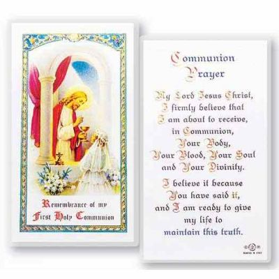 Communion Girl - Popular Prayer Laminated 2 x 4in Holy Card (50 Pack) - 846218012950 - E24-673