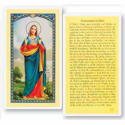 Consecration Of Mary Laminated 2 x 4 inch Holy Card (50 Pack) - 846218015685 - E24-839
