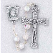 Crystal Aurora Borealis Beads Handcrafted Rosary 20in.
