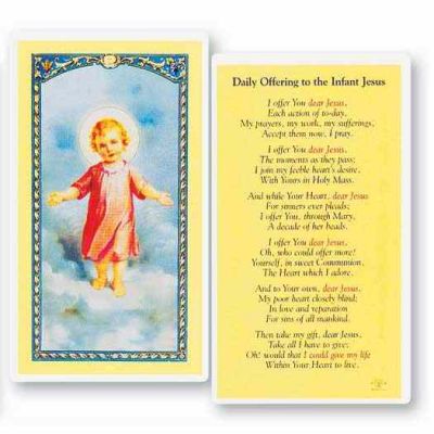 Daily Offering To Infant Jesus Laminated 2x4 Inch Holy Card (50 Pack) - 846218016224 - E24-180