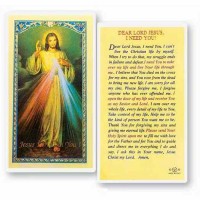 25pk - Divine Mercy Dear Lord Jesus I Need You -  Laminated Holy Card  Pk 25
