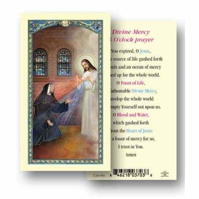Divine Mercy 3 O clock Prayer Laminated 2 x 4 inch Holy Card (2 Pack) - 846218037038 - E24-944