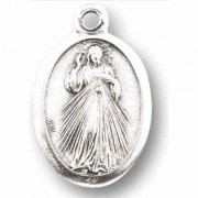 25pk - 1" Oval Oxidized Divine Mercy Jesus I Trust in You Medal  (inc of 25)