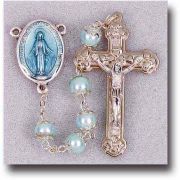 Double Capped Blue Pearl Beads Handcrafted Rosary