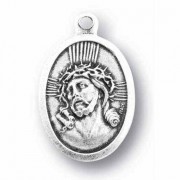 25pk - 1" Oval Oxidized Ecce Homo Mater Dolorosa Medal  sold in inc of 25