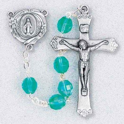 Emerald Step Cut Round Bead Rosary - 846218021426 - 298EM
