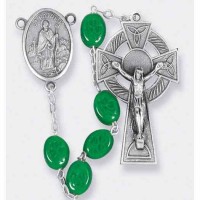 Flat Glass Shamrock Beads Rosary