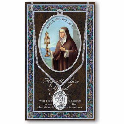Genuine Pewter Saint Clare of Assisi Medal (2 Pack) - 846218040113 - 950-426