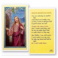 25pk - Good Morning God Christ Knocking Laminated Holy Card  Pk 25