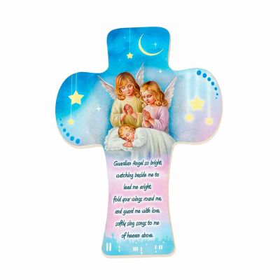 Guardian Angel Over Baby 5 1/2" Cross In Clear Pvc Box 2Pk -  - 2563-351