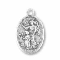 25pk - 1" Oval Oxidized Guardian Angel Pray for Us Medal  sold in inc of 25