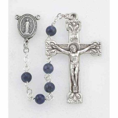 Handcrafted 4mm Genuine Sodalite Round Beads 1st Communion Rosary - 846218036673 - 004SD