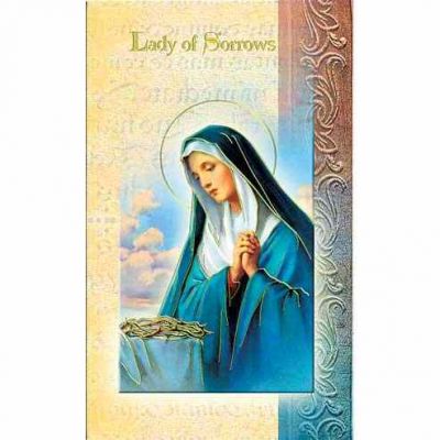 Holy Card Our Lady Of Sorrows 2 Page Biography Holy Card (20 Pack) - 846218010826 - F5-235