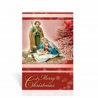 Holy Family In Manger With Frosted Berries Evergreen Box Of 10