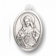 Immaculate Heart Mary Silver Oxidized Medal (25 Pack)
