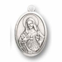 Immaculate Heart Mary Silver Oxidized Medal (25 Pack)